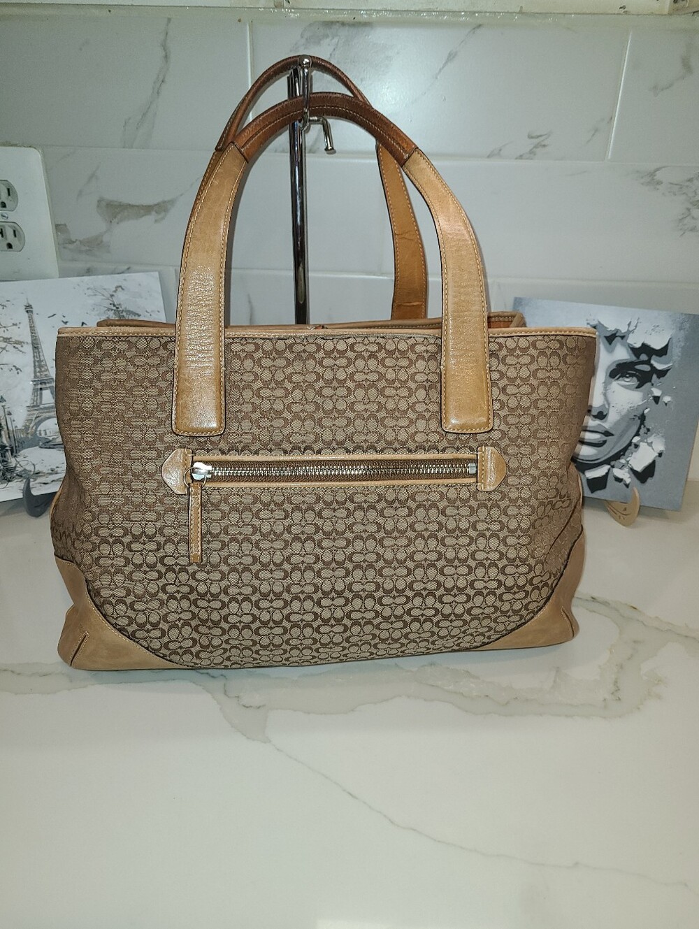 Y2K Vintage Coach Hampton Signature Canvas Khaki Tote Bag Fair
